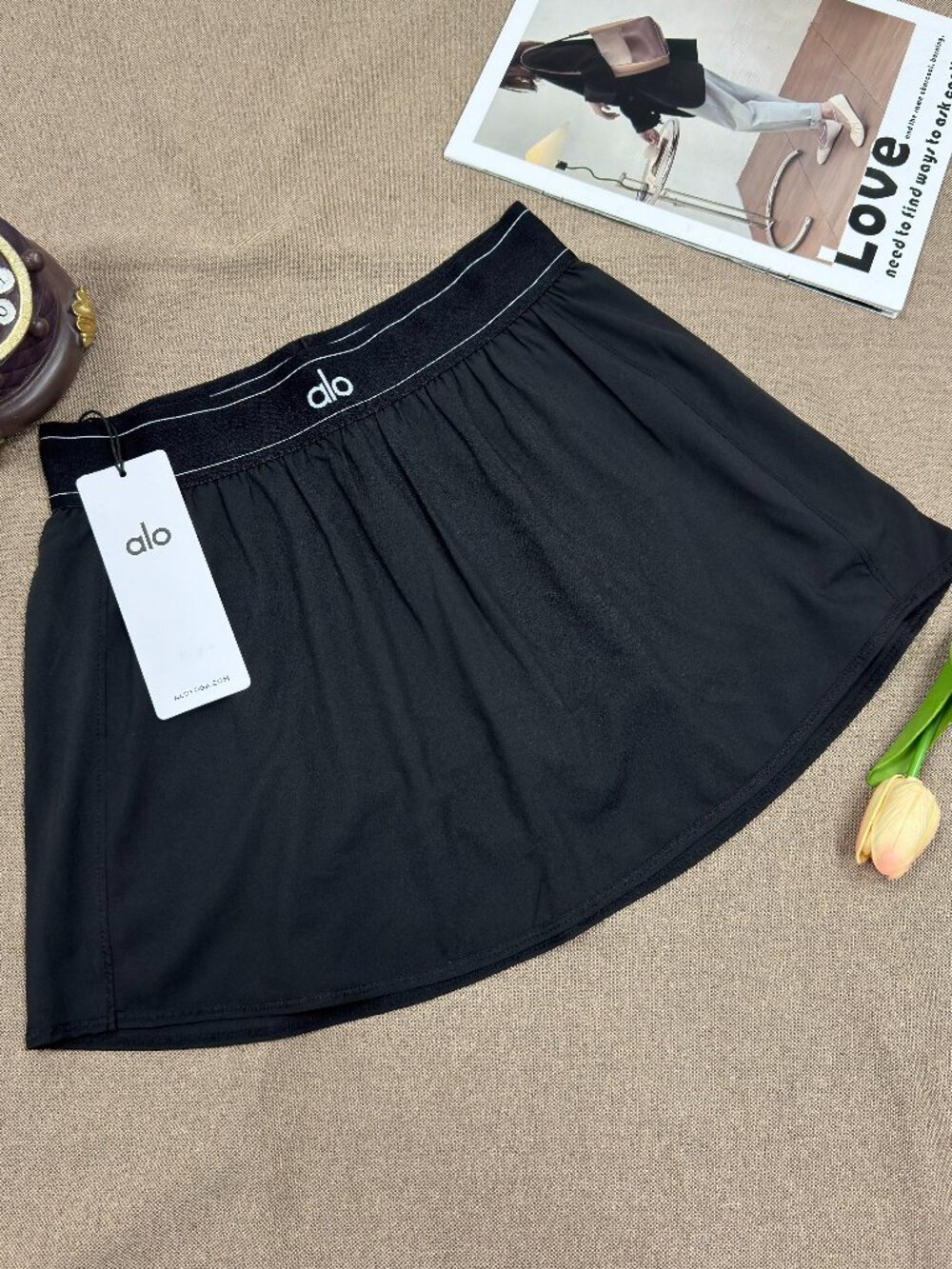 🏓Alo Yoga Match Point Tennis Skirt Black💗Feminine Sporty Activewear Skirt - Picture 2 of 8